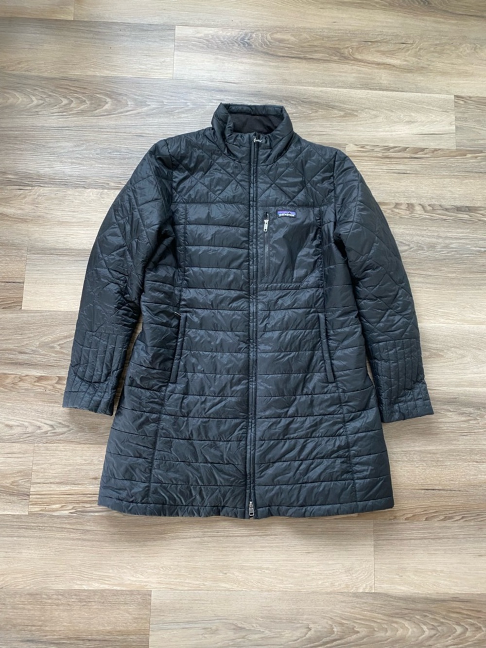 Patagonia Black Quilted Mid-Length Puffer Jacket